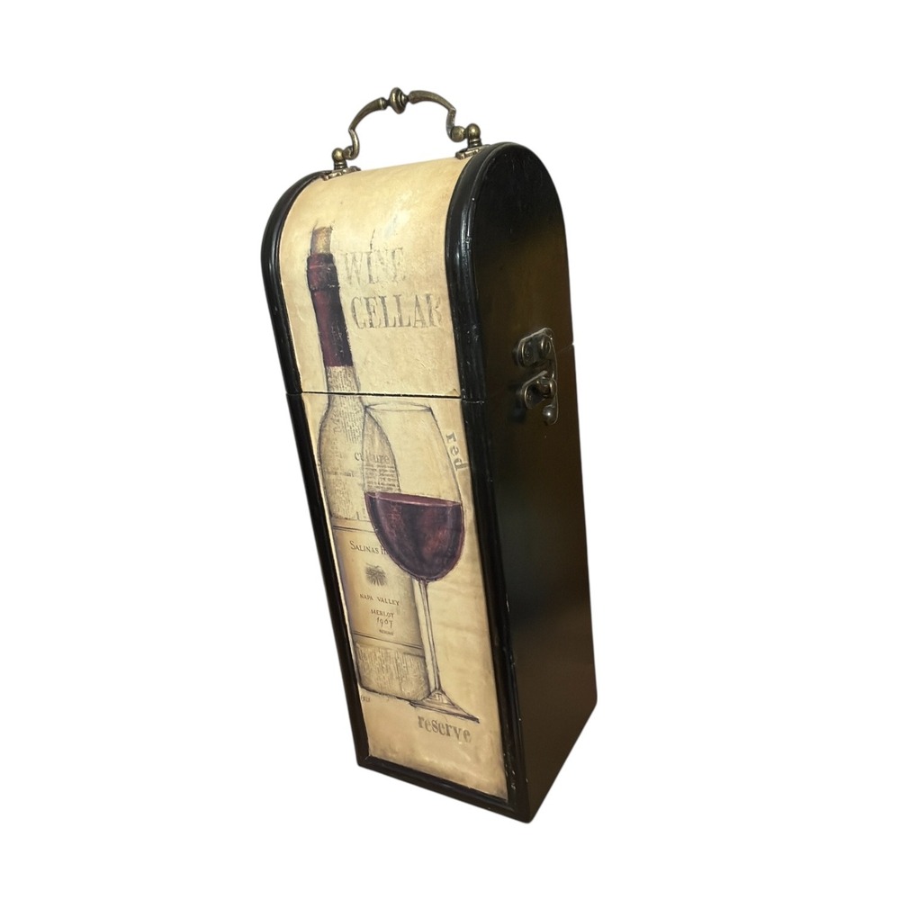 Vintage‎ Wine Cellar Storage Box Wooden Single Bottle Secure Clasp Gently Used